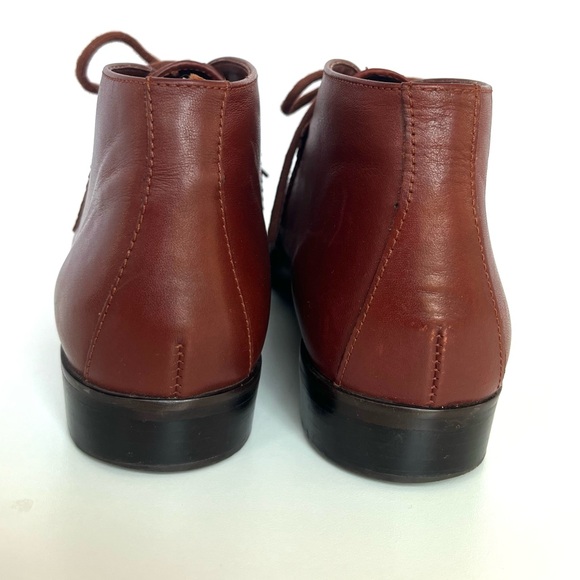 Vintage 90's Cognac Brown Woven Leather Ankle Boots Booties Pappagallo Size 8.5 - Picture 11 of 15